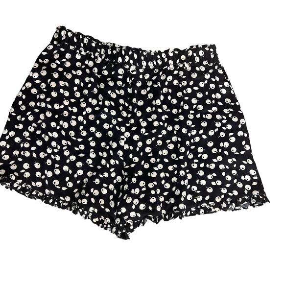 Maeve Anthropologie Black and Ivory Cherry Pattern Shorts Womens Size Large - Picture 5 of 5